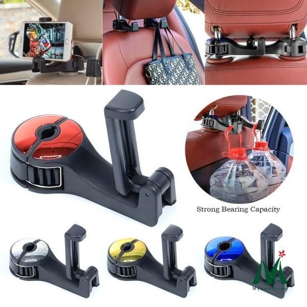 Phone Holder Mobil Headrest Chrome Gantungan Tas Penyangga HP Jok Belakang Stand Handphone