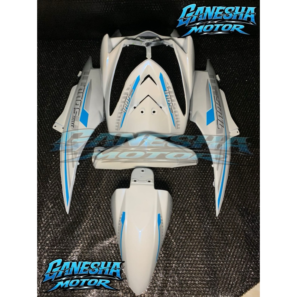 Full Set Body Halus Mio Soul karbu warna putih lembayung biru / body halus motorcycle