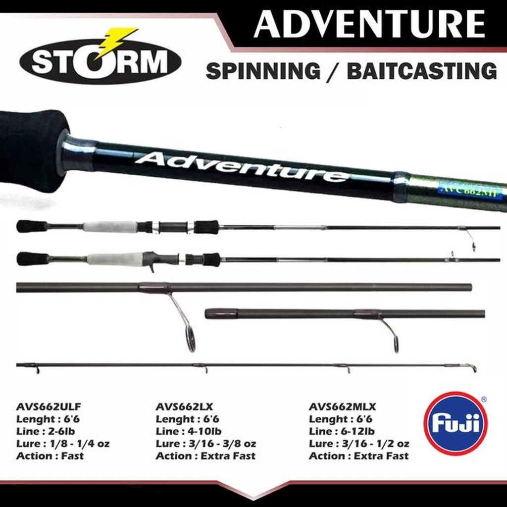 Joran Storm Adventure Gen 1 Spinning AVS & Baitcasting AVC - Rod Pancing Casting (Packing PVC)