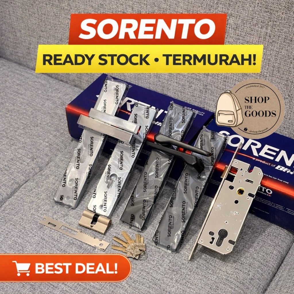 TERMURAH‼️ HANDLE PINTU SORENTO / KUNCI PINTU SORENTO / GAGANG PINTU BESAR SORENTO HITAM DAN SILVER
