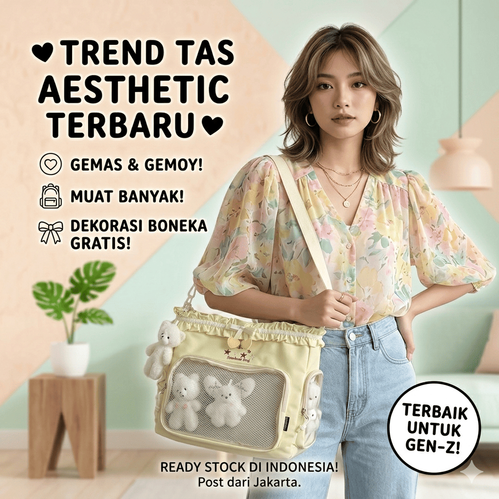 Tas Transparan Siswa Berkapasitas Besar  Tas Tangan Gadis Jepang  Tas Bahu / Tas Selempang Bahu  Tas