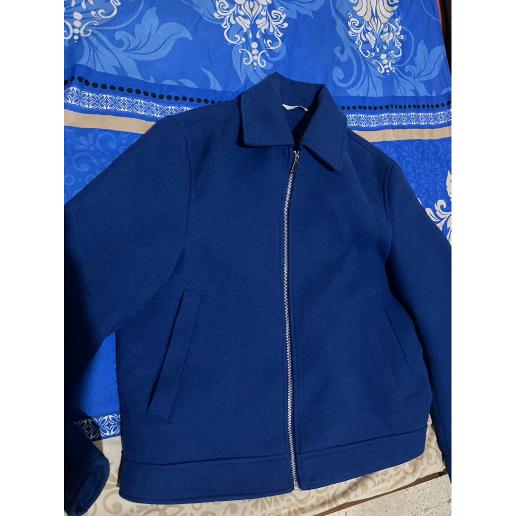 zara blouson work jacket electric blue