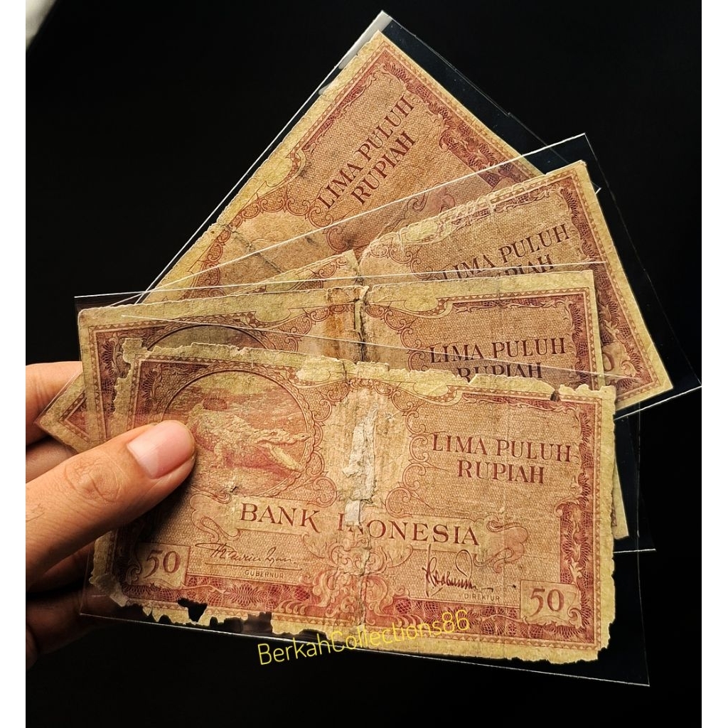 koleksi uang 50 rupiah seri hewan buaya tahun 1957 belas edar