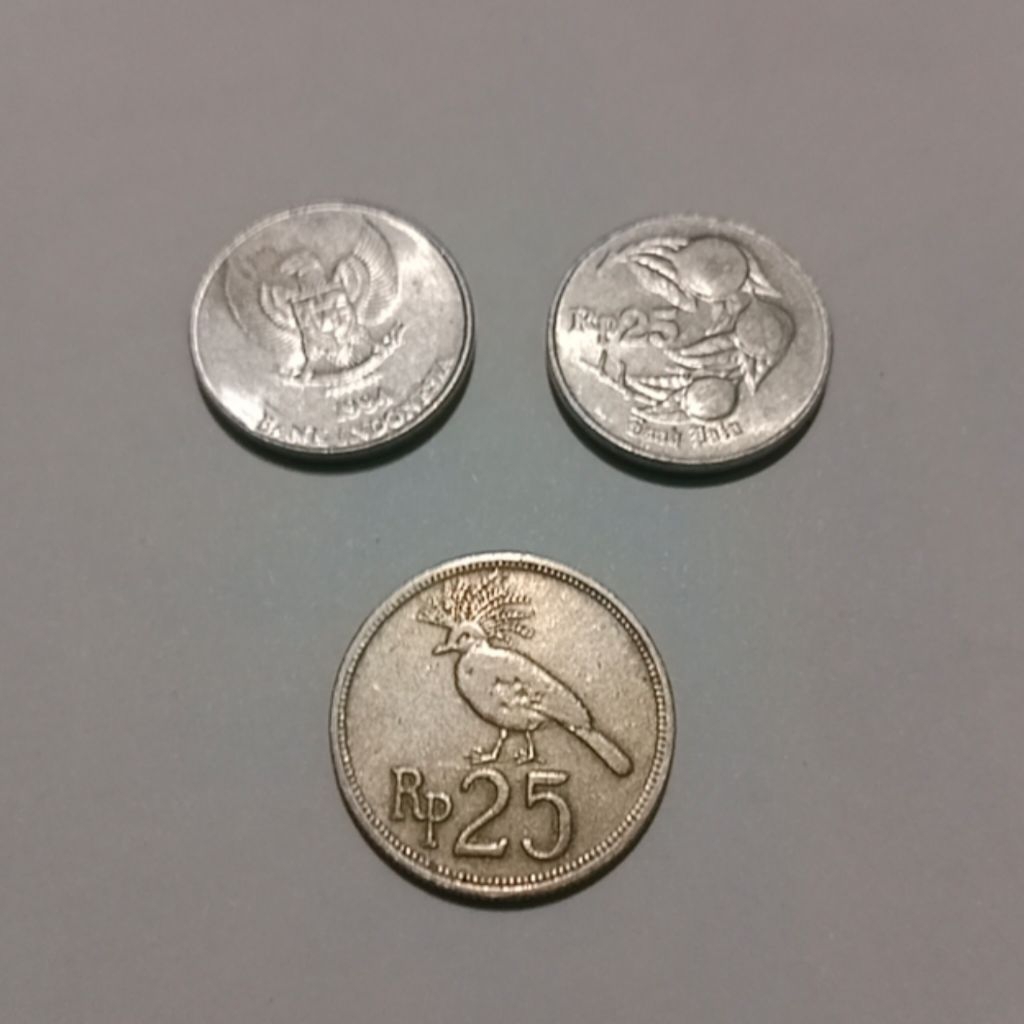 Set 3 Koin Kuno 25 Rupiah Tahun 1994 & 1971