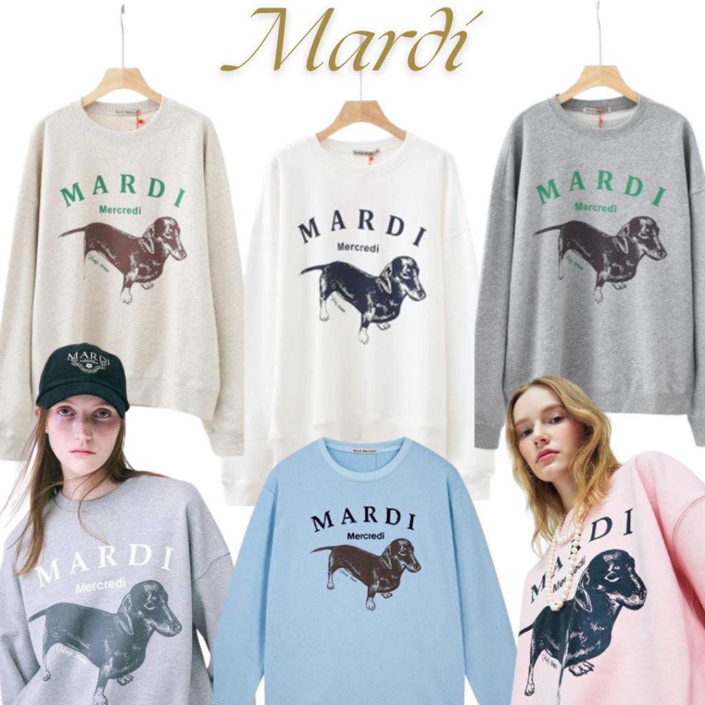Crewneck Sweater Mardi Marcedi DJANJII SWING THE TAILS LOGO FLOWERMARDI SWEATSHIRT KOREAN STYLE MULT