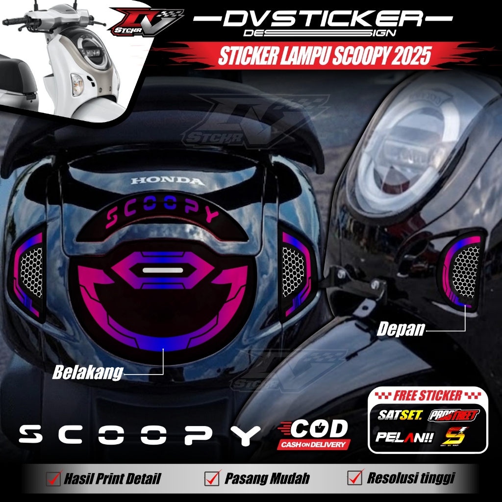 Stiker Lampu SCOOPY 2025 Baru Transparan UV Tidak Mudah Pudar Bahan Super Transparan