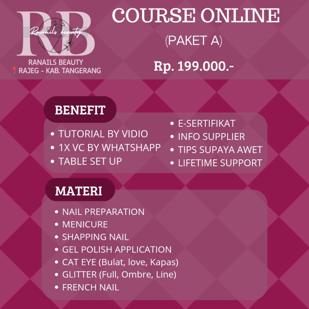 COURSE ONLINE PAKET A (Kursus nail art)