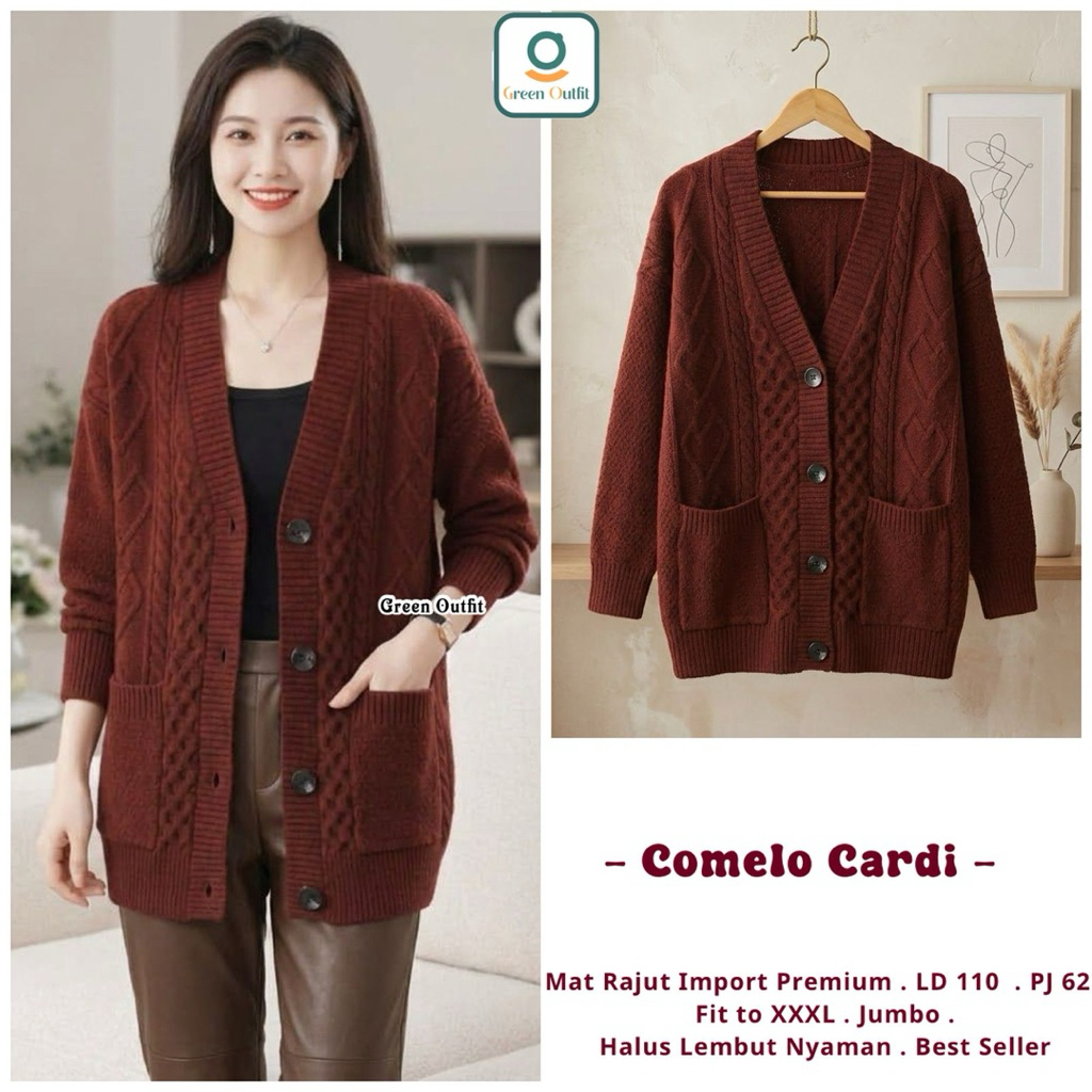 Comelo Cardi Sweater Rajut Korean Style Jumbo XXL blouse atasan pakaian baju rajut knit import bangk