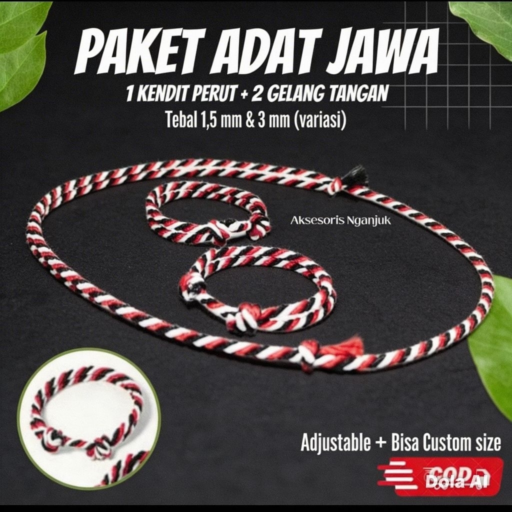 Kendit dan 2 Gelang Tridatu Bayu - Gelang Telon - Gelang Tridatu - Kendit Perut Bayi
