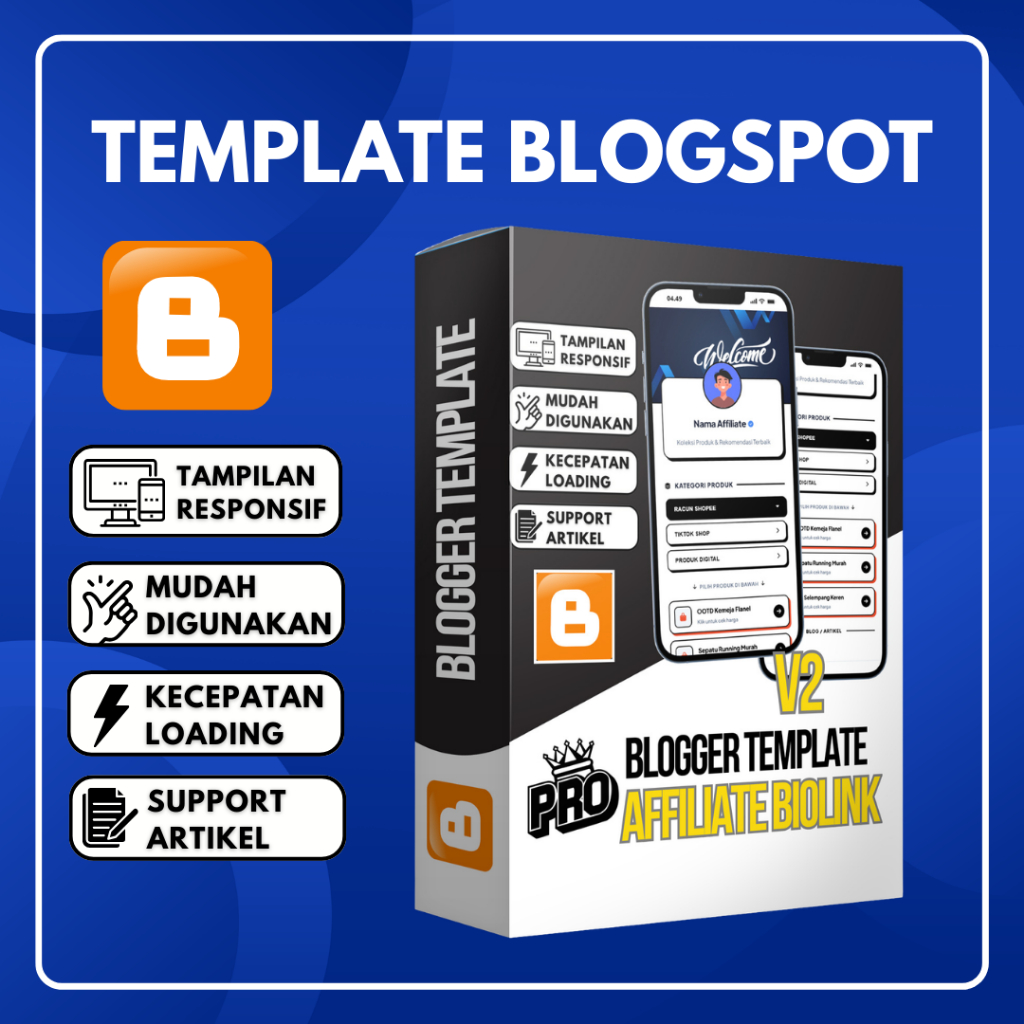 Template Blogspot Biolink Affiliate PRO V2 Mudah Digunakan Tampilan Responsif Panduan Lengkap & Upda