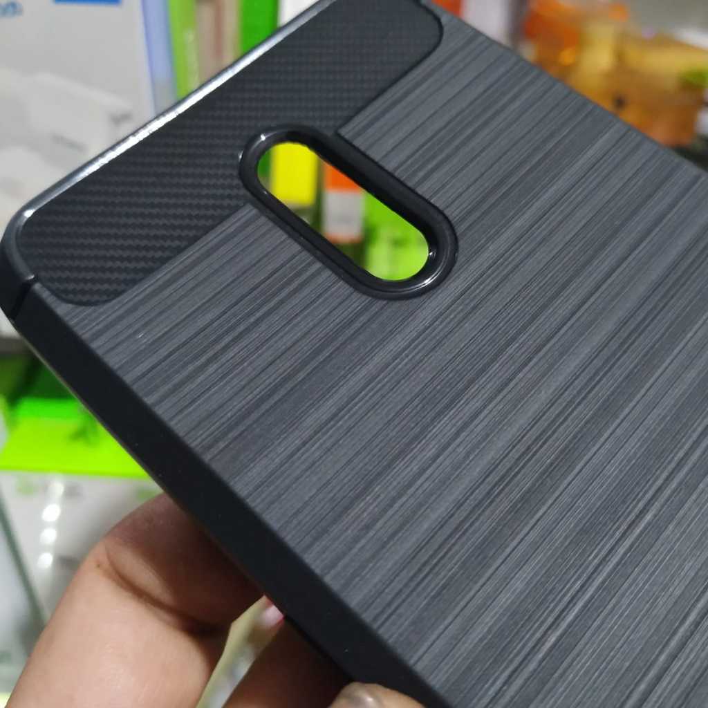 case Oppo Reno 6.4 inchi CPH1917 Softcase Black Carbon Fiber Tebal Elegan