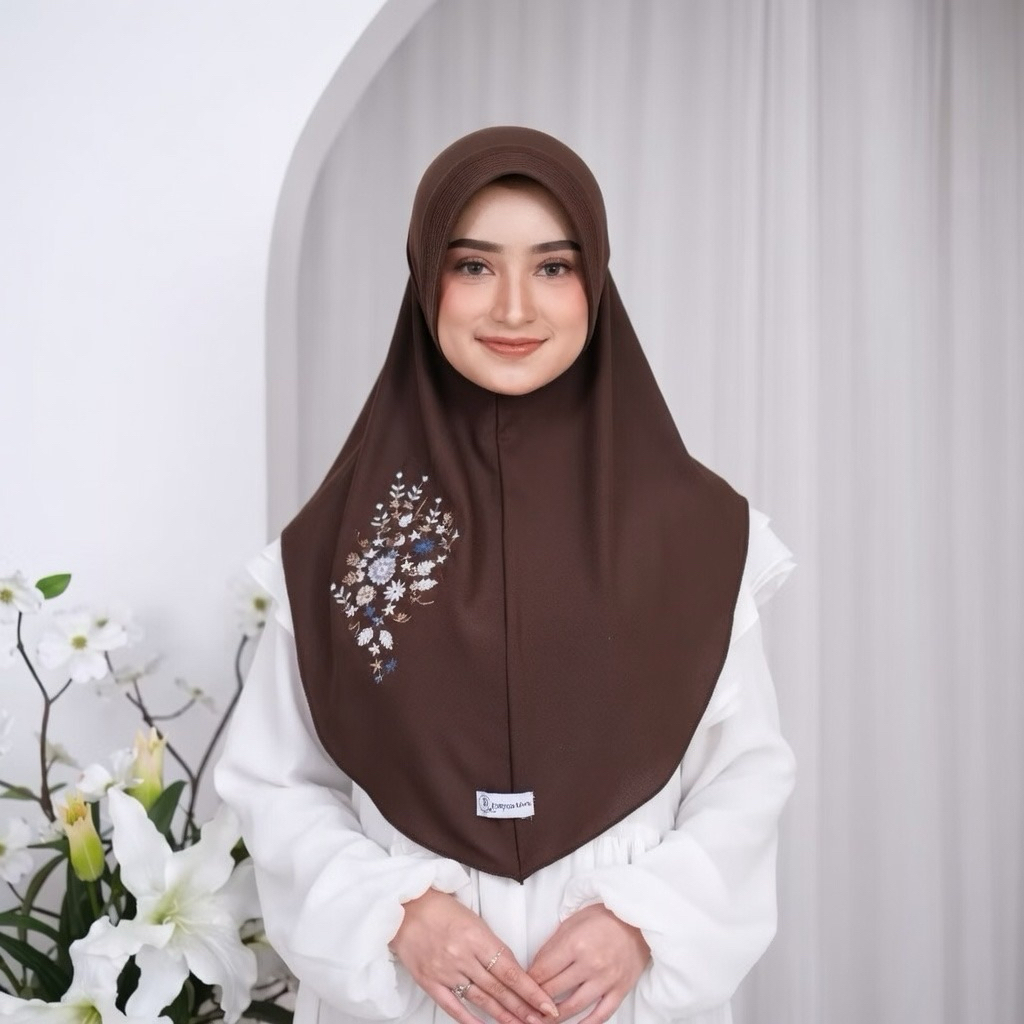 FAEYZA ALWA - Hijab Instan Daily Bergo Pad Sulam Mossa Jersey