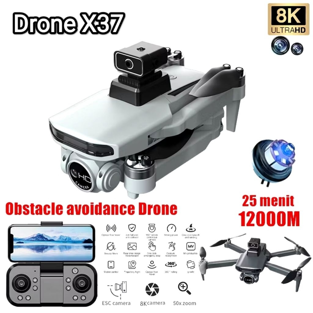 Drone X37 Brushless Motor Camera 8K Wifi FPV OAS ESC