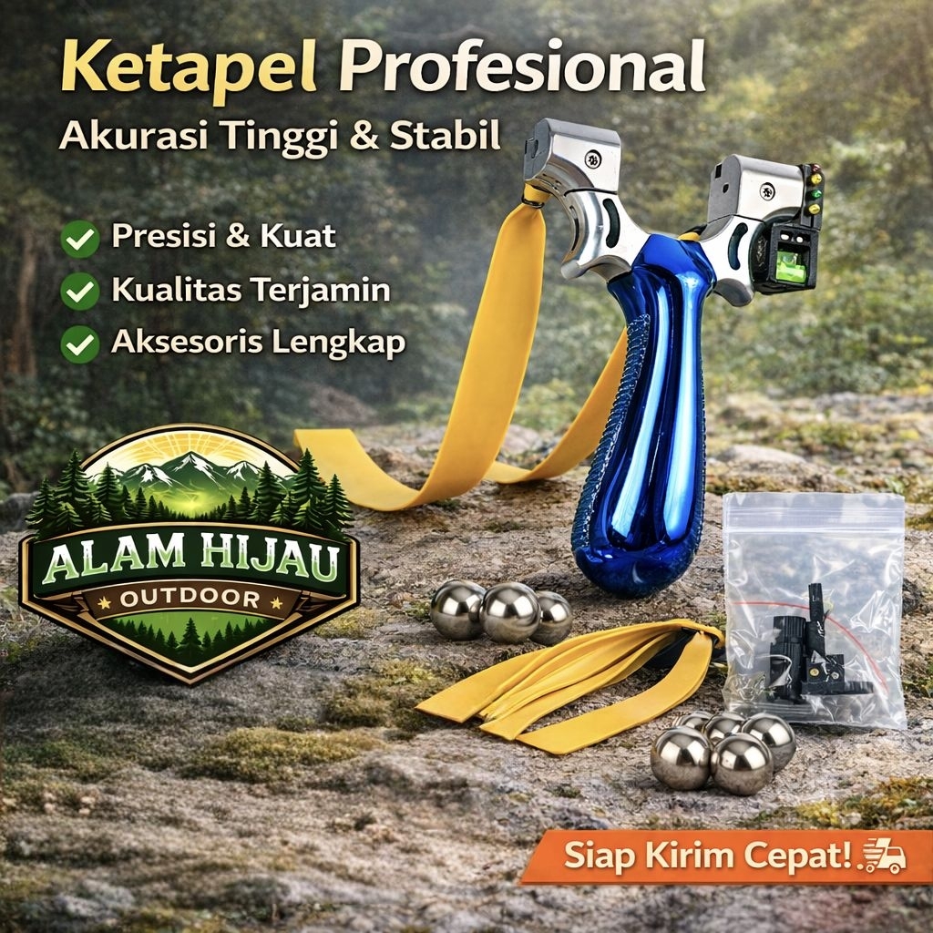 Ketapel Laser Akurasi Tinggi + Waterpass | Ketapel Profesional Kuat & Stabil Blue