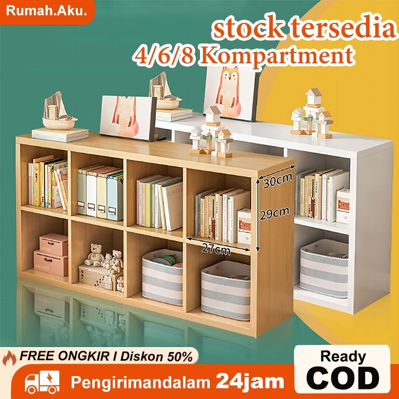 Rak Buku Kayu Minimalis Rak Pajangan Kayu Rak 6/8 Susun Serbaguna Lemari Buku Kayu Lemari Buku Susun