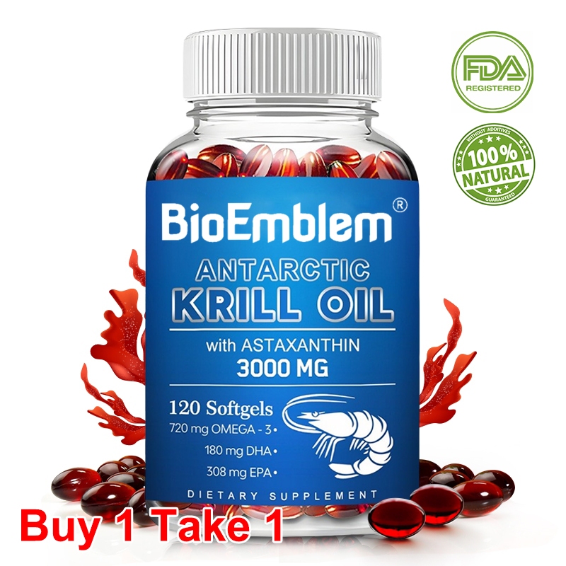 Antarctic Krill Oil Capsules 3000MG Astaxanthin Supports cardiovascular, brain, joint and heart heal