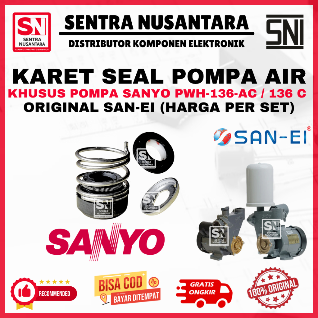 MECHANICAL SEAL SANYO PWH136AC PWH 136 C 125 WATT San-Ei - Seal | KARET SEAL POMPA AIR SANYO PWH136A
