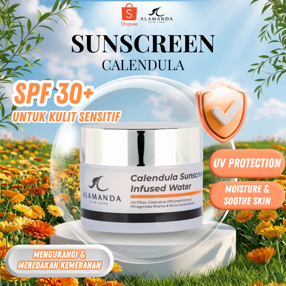 Calendula Sunscreen Infused Water Alamanda Skincare - Sunscreen untuk kulit sensitif