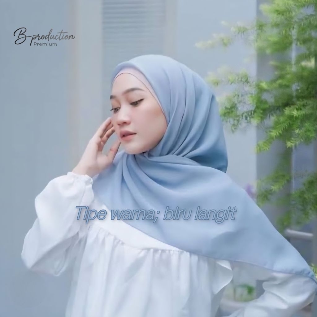 Hijab segiempat pollycotton premium | Hijab bella square | Hijab daily outfit - BIRU LANGIT