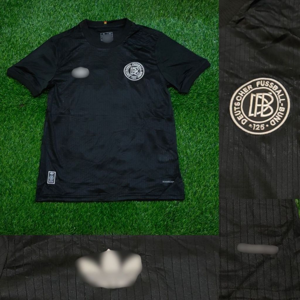 Baju Bola Jerman Anniversary Edition Black Retro - Jersey Negara 125 Years Hitam Premium