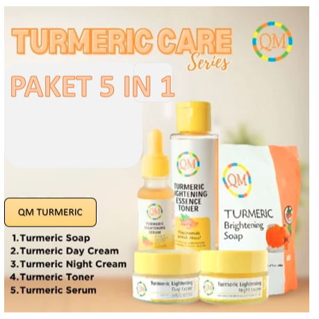 ANEKA  - PAKET 5IN1 QM TURMERIC SOAP/DAY CREAM/NIGHT CREAM/TONER/SERUM