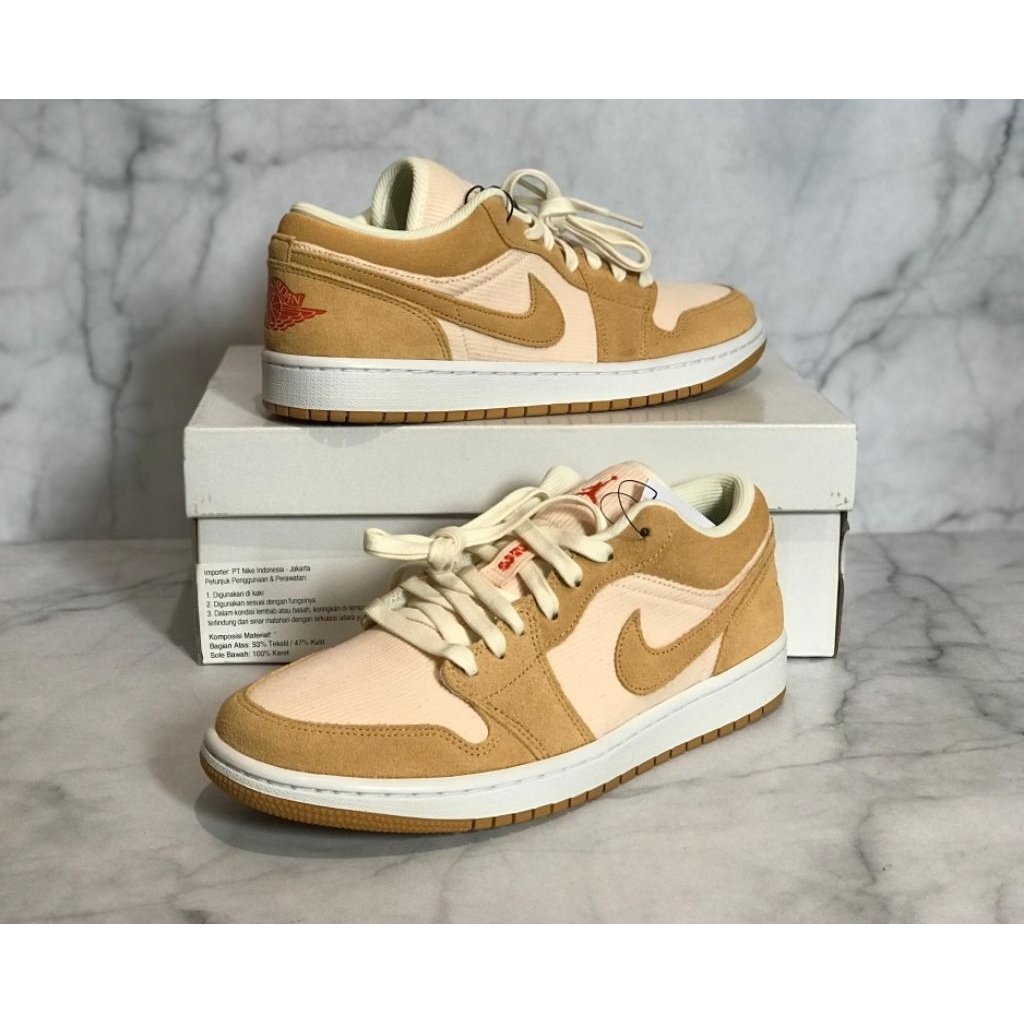 SALE Nike Air Jordan 1 Low SE Twine Orange Quartz Corduroy W Original Asli Authentic Murah