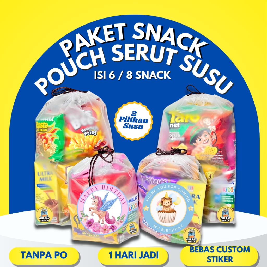 Paket Snack Ulang Tahun Anak Pouch Mini Gift Snack Ultah Hampers Ulang Tahun Anak