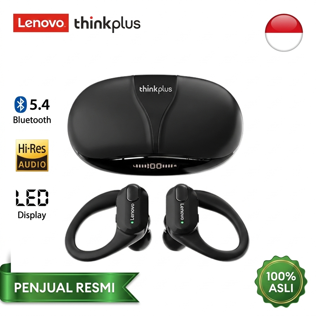 Lenovo ThinkPlus XT80 Earphone Bluetooth Operasi Tombol, Kontrol Cepat Saat Main Game, Garansi 1 Tah