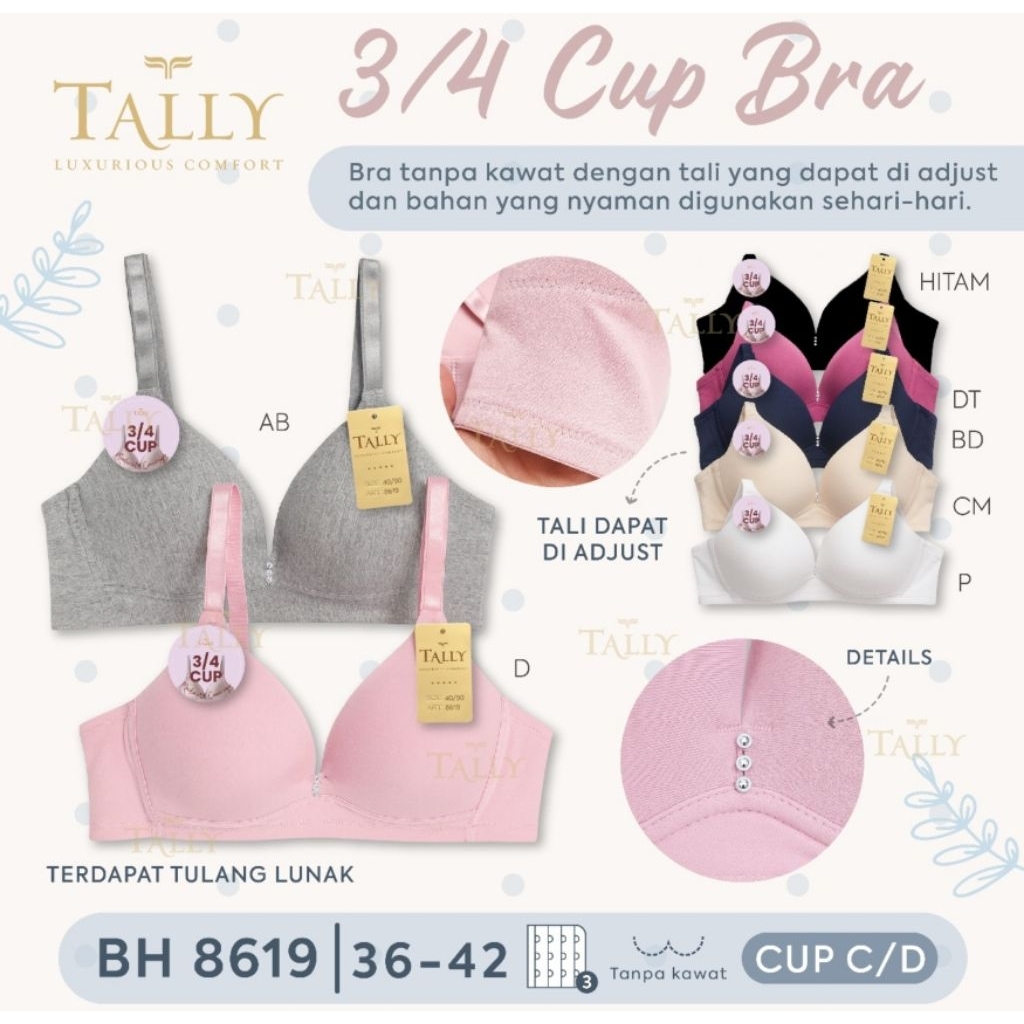 Bh Tally 8619 busa tanpa kawat cup C
