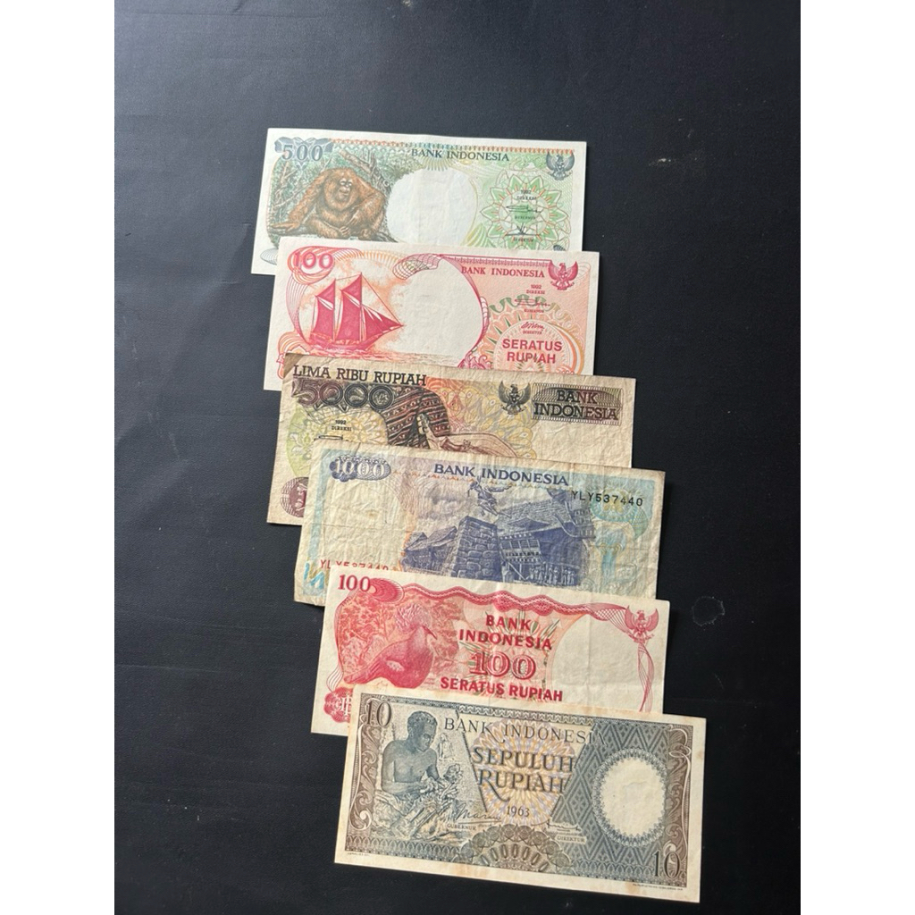uang kuno Indonesia paket murah 6 lembar kondisi campur