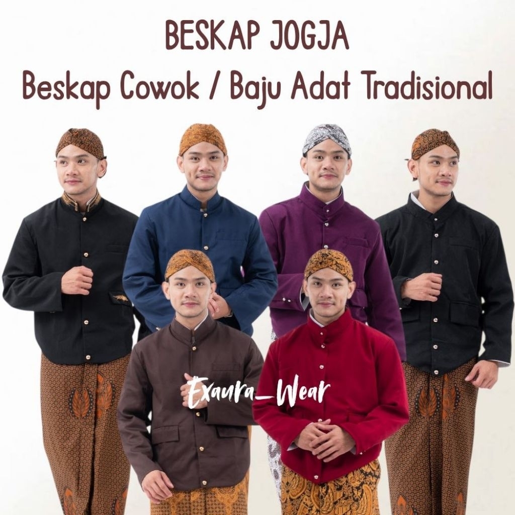 Exaura • Beskap Model Jogja / Baju Adat Jawa Tradisional / Beskap Cowok