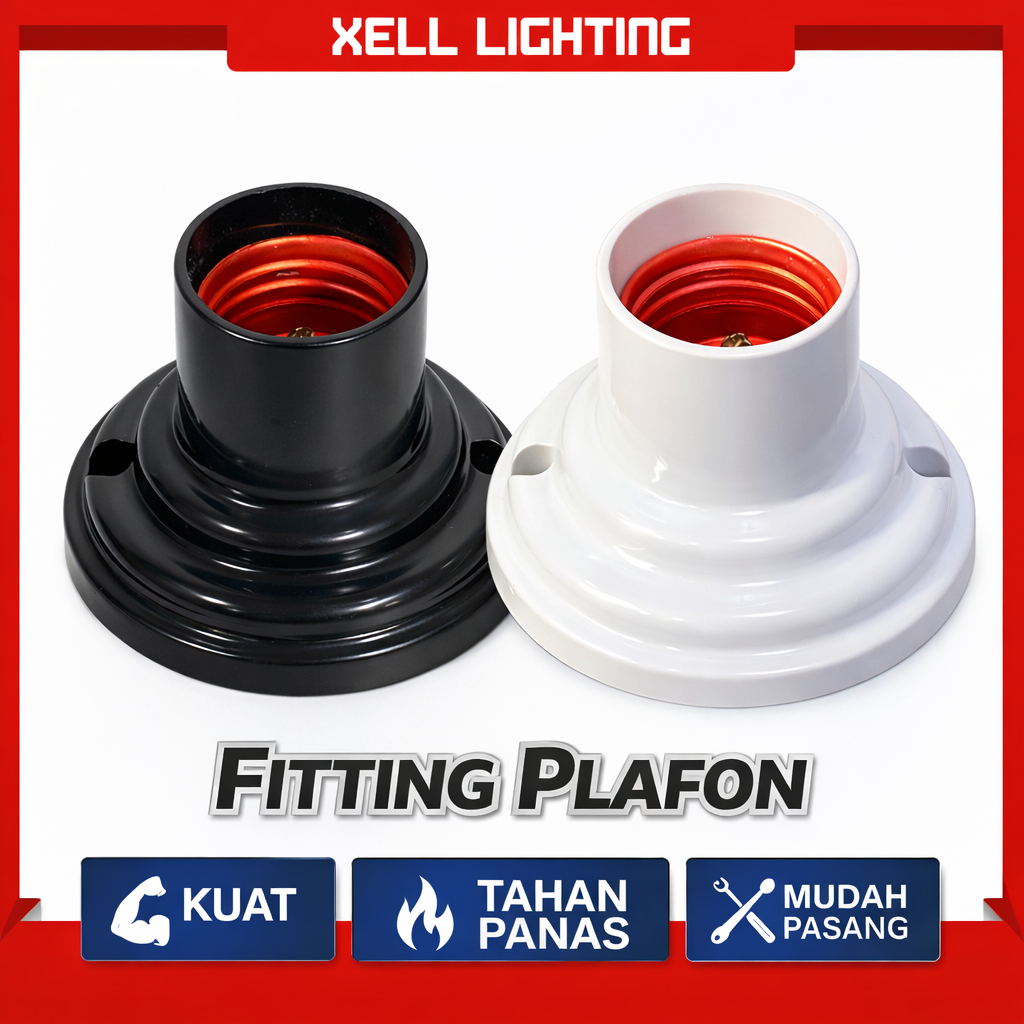 MIKAWA FITTING PLAFON BULAT E27 / FITTING LAMPU PLAFON MINIMALIS E27
