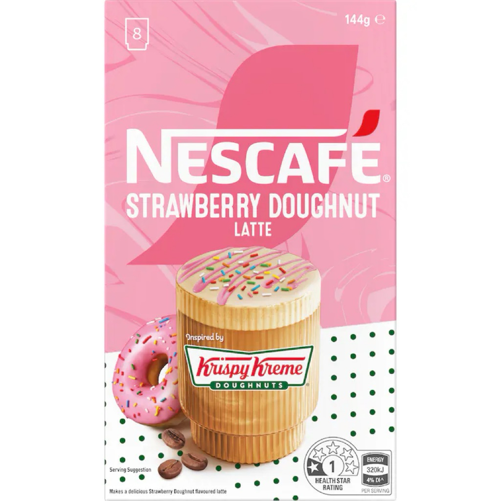 Nescafe Krispy Kreme Strawberry Doughnut Latte Sachets 8 pack - Australia