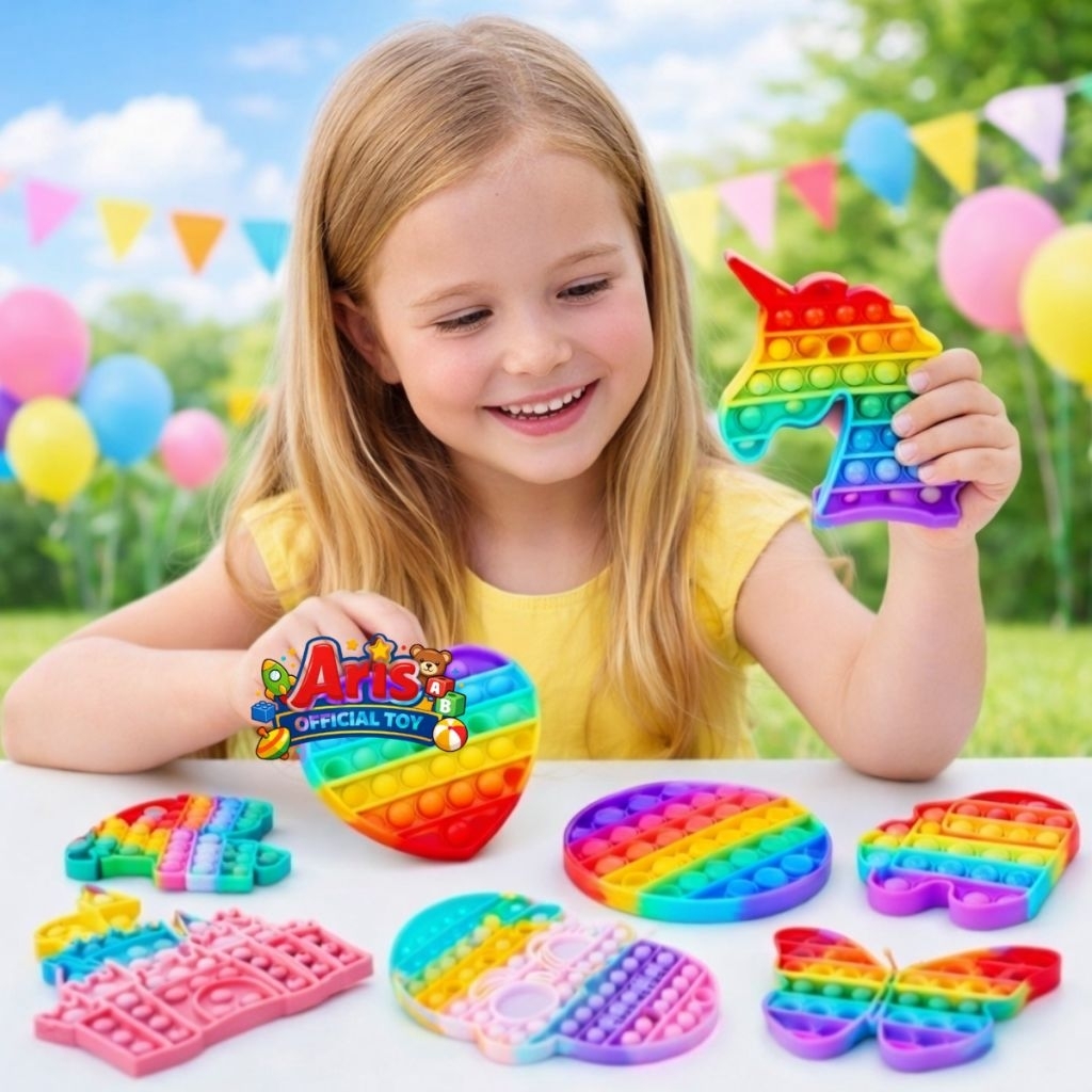 Mainan Pop It Karakter Murah Banget Mainan Edukasi Popit Bahan Lentur Warna Warni