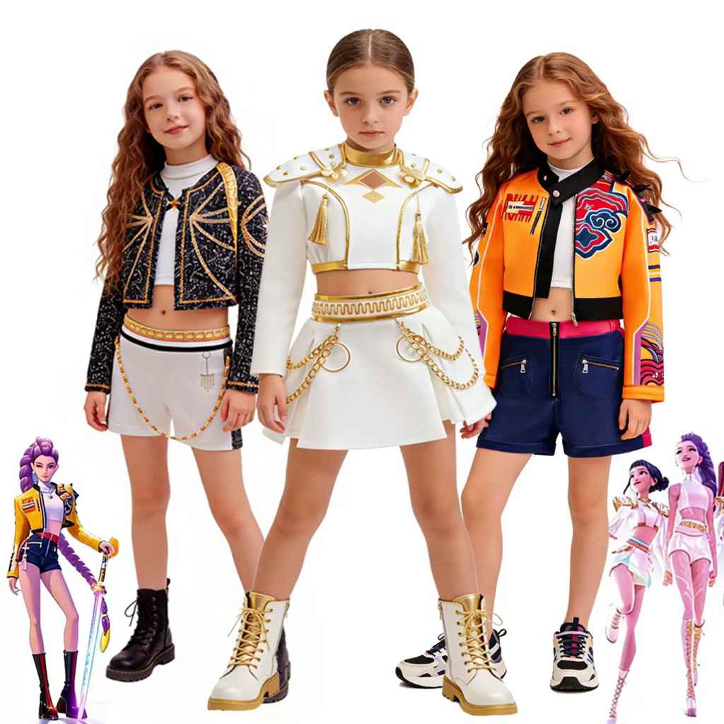 Kostum Rumi Zoey Mira Huntrix Kpop Demon Hunter Cosplay Baju Pakaian Anak Perempuan Premium sh rb