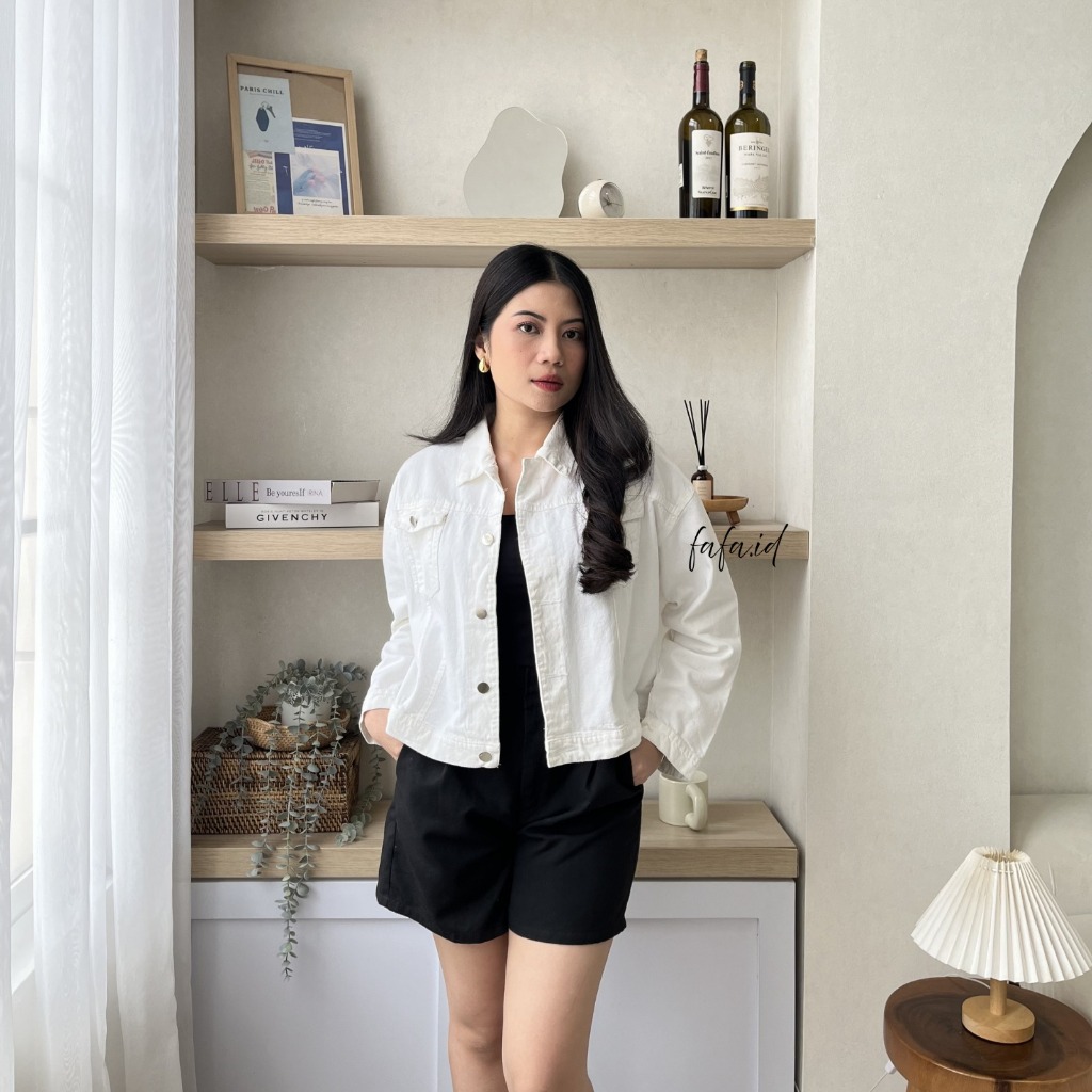 JAKET JEANS PUTIH // CROP JAKET JEANS WANITA
