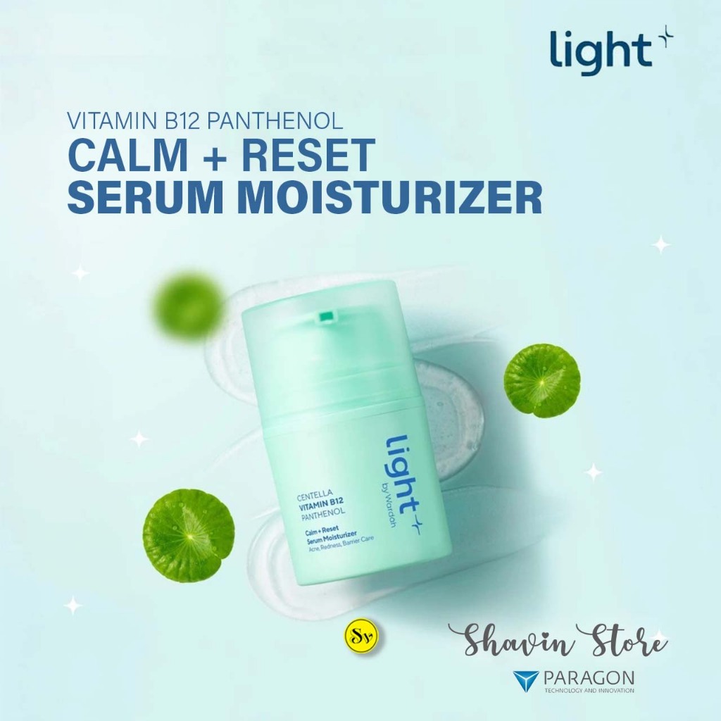 Light+ by Wardah Vitamin B12 Calm + Reset Serum Moisturizer 30g - Pelembap Wajah untuk Kulit Berminy