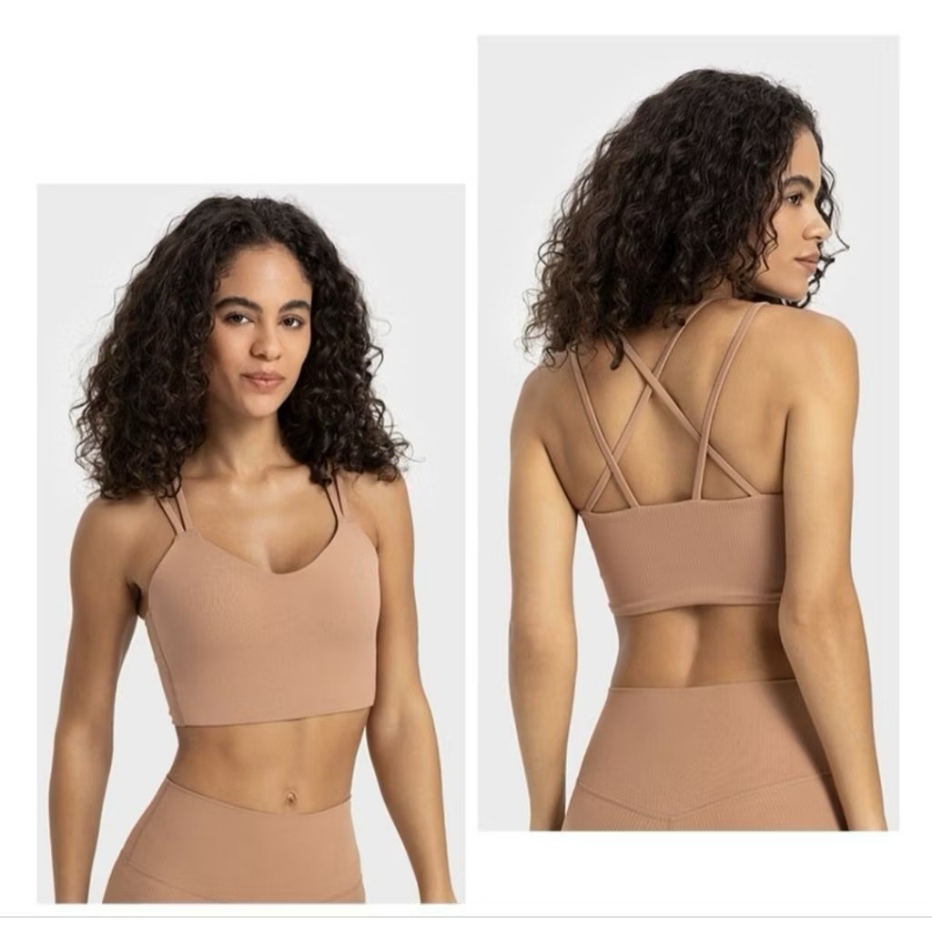 Preloved Sports Bra Cocoa Ribbed Top Yoga Gym