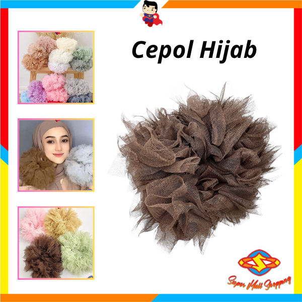 SMS Cepol Hijab Scrunchie Medium Bahan Tile Cepol Hijab Tulle Anti Pusing Ikat Rambut Penambah Volum