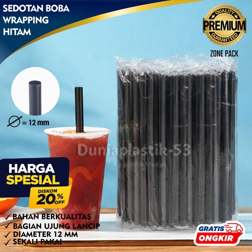 Sedotan Hitam, Warna, Merah Steril Plastik / Sedotan Kopi Hitam Runcing / Sedotan Lancip Boba