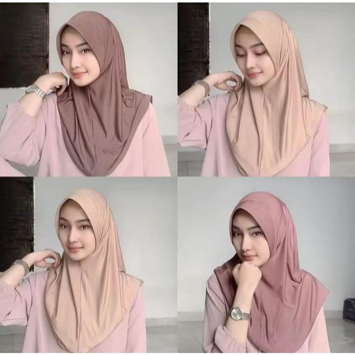 HIJAB / JILBAB / KERUDUNG BERGO SPORT ( OLAH RAGA ) OVAL POLOS UKURAN M / L JERSEY MENUTUP DADA