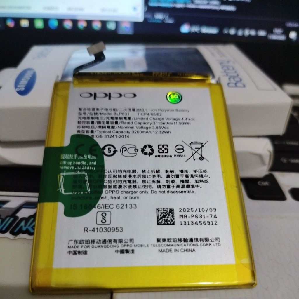 Batre Baterai BLP631 Oppo F3 (CPH1609), F5/F5 Youth Bateray Orijinall