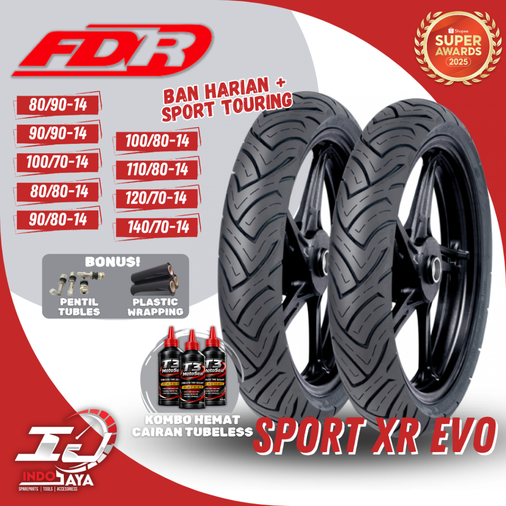 (FREE PENTIL + WRAPPING) BAN FDR SPORT XR EVO TUBELESS (80/80 - 90/80 - 80/90 - 90/90 - 100/70 - 100