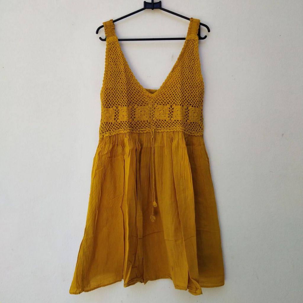 atasan/outer babydoll kuning kunyit