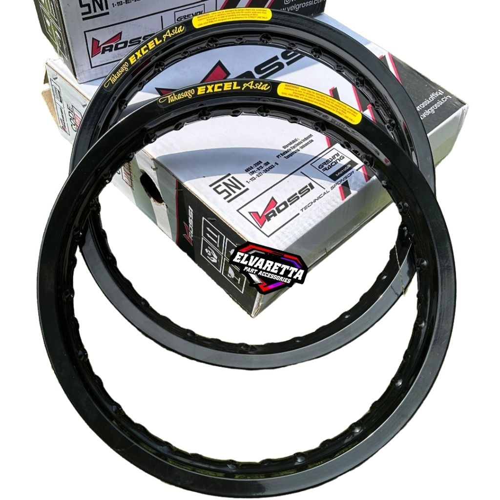 VELG V ROSSI HITAM GLOSSY CUSTOM STIKER TAKASAGO EXCEL ASIA UK 140 160 185 RING14