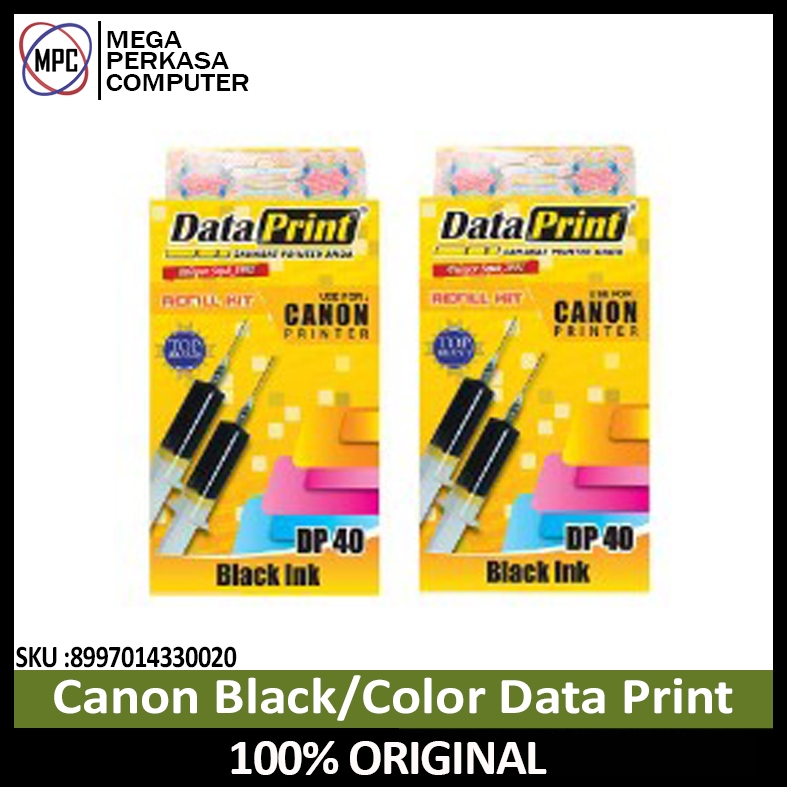 Tinta Suntik Data Print DP 40 Black & DP 41 color untuk Canon MP287 IP2770 E400 E410