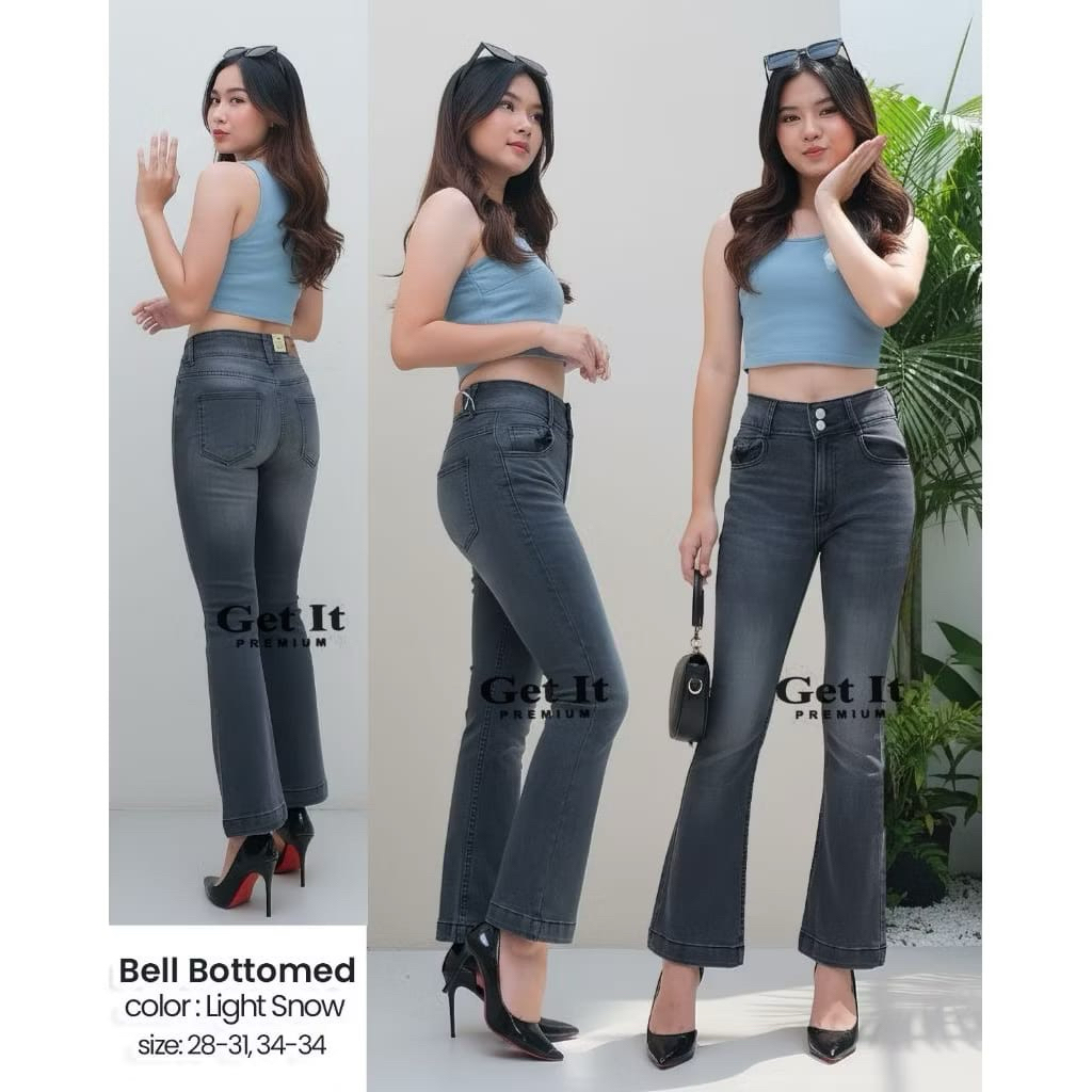 Celana Cutbray Jeans Wanita Bell Bottomed Light Snow Get It Jeans