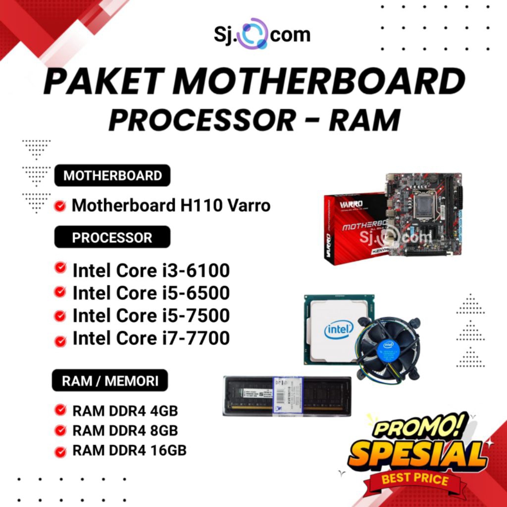 PAKET MOBO H110 NVME + PROCESSOR + RAM BARU GARANSI 1 TAHUN MURAH