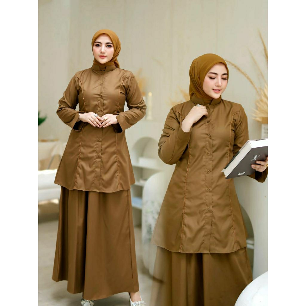 Baju stelan rok pemda wanita premium- baju seragam dinas ASN terbaru