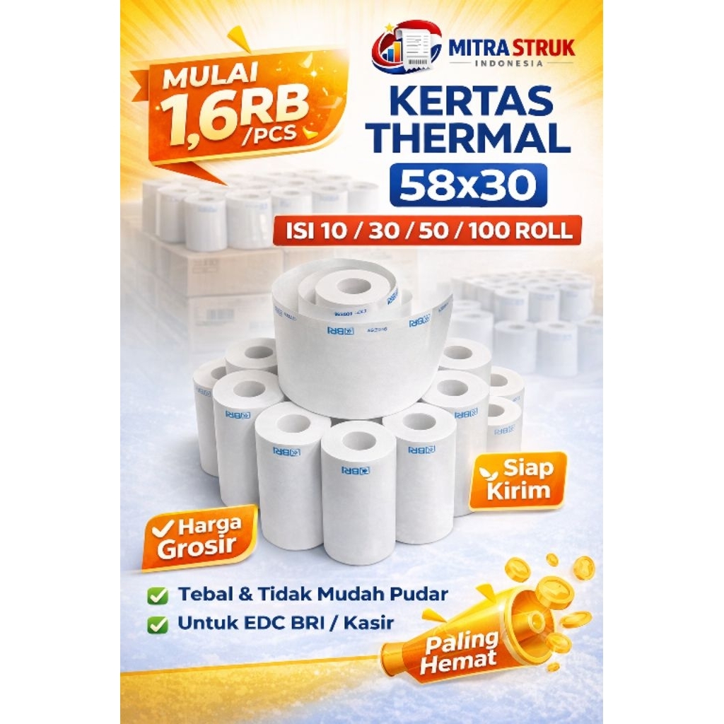 kertas struk thermall isi 10 roll agen brilink